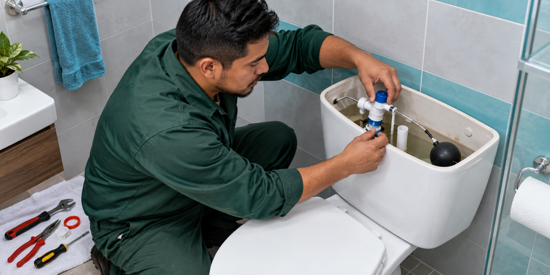Reparación del mecanismo de llenado de un sanitario en Nezahualcóyotl